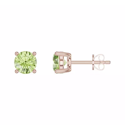 Round Peridot Stud Earrings