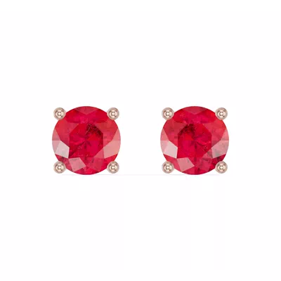 Round Ruby Stud Earrings