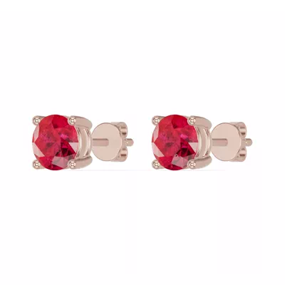 Round Ruby Stud Earrings