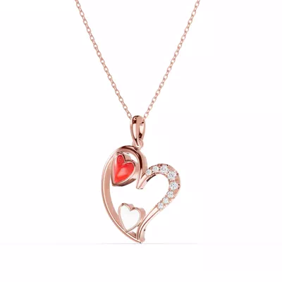 Duet Lab Pavé Heart Necklace – Red & White