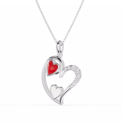 Duet Lab Pavé Heart Necklace – Red & White