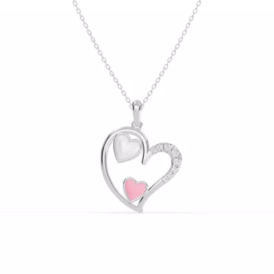 Duet Lab Pavé Heart Necklace – White & Pink
