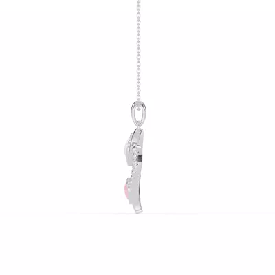 Duet Lab Pavé Heart Necklace – White & Pink