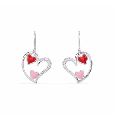 Duet Pavé Heart Earrings – Red & Pink