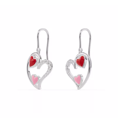 Duet Pavé Heart Earrings – Red & Pink