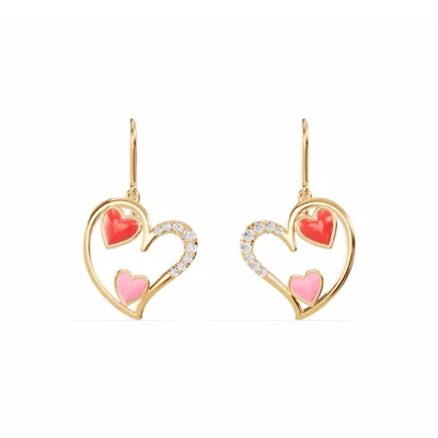 Duet Lab Pavé Heart Earrings – Red & Pink