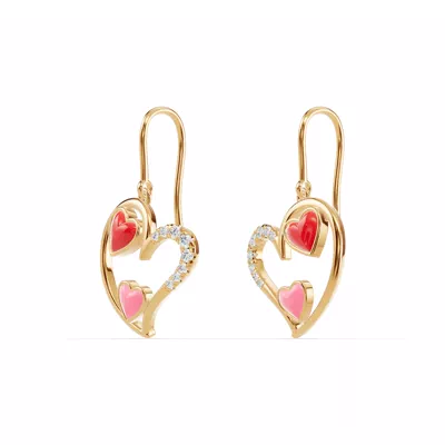 Duet Lab Pavé Heart Earrings – Red & Pink