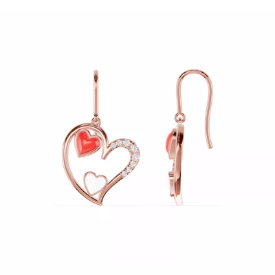 Duet Pavé Heart Earrings – Red & White
