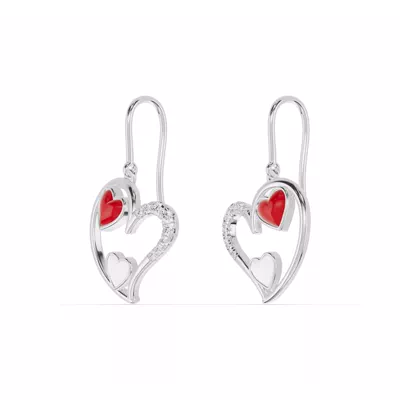 Duet Lab Pavé Heart Earrings – Red & White