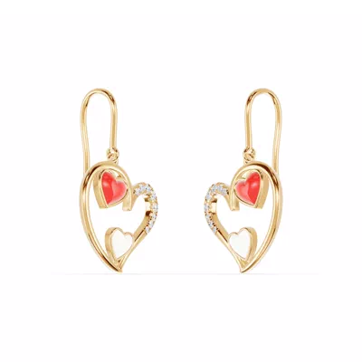 Duet Pavé Heart Earrings – Red & White