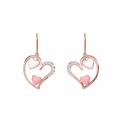 Duet Lab Pavé Heart Earrings – White & Pink