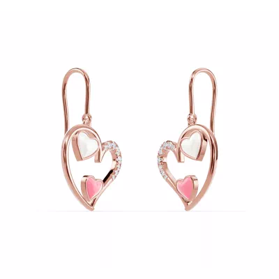 Duet Lab Pavé Heart Earrings – White & Pink