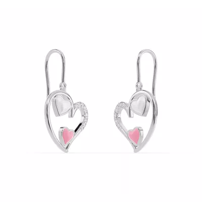 Duet Lab Pavé Heart Earrings – White & Pink