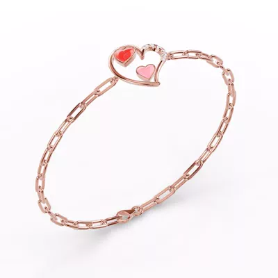 Duet Lab Pavé Heart Bracelet – Red & Pink