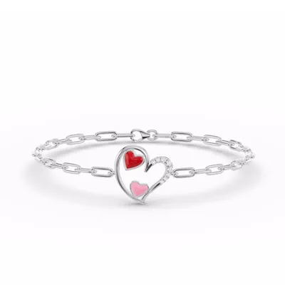Duet Lab Pavé Heart Bracelet – Red & Pink