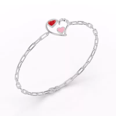 Duet Lab Pavé Heart Bracelet – Red & Pink