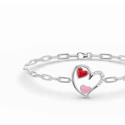 Duet Lab Pavé Heart Bracelet – Red & Pink
