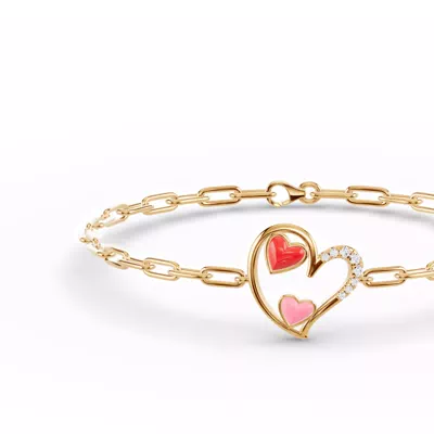 Duet Lab Pavé Heart Bracelet – Red & Pink