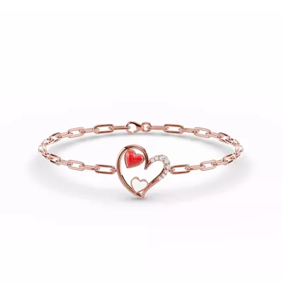 Duet Lab Pavé Heart Bracelet – Red & White