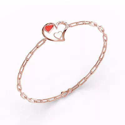 Duet Pavé Heart Bracelet – Red & White