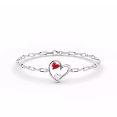 Duet Lab Pavé Heart Bracelet – Red & White