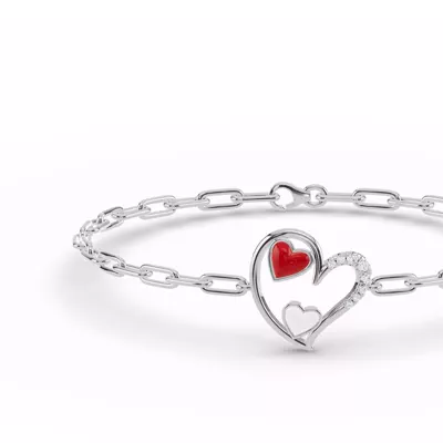 Duet Lab Pavé Heart Bracelet – Red & White