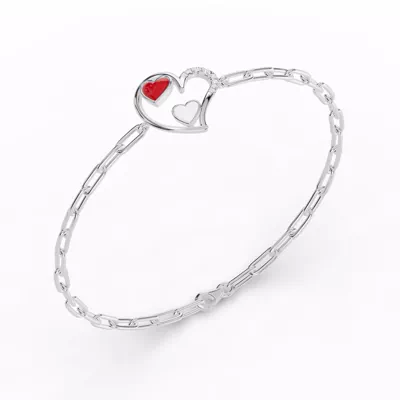 Duet Pavé Heart Bracelet – Red & White