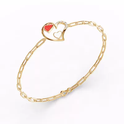 Duet Lab Pavé Heart Bracelet – Red & White