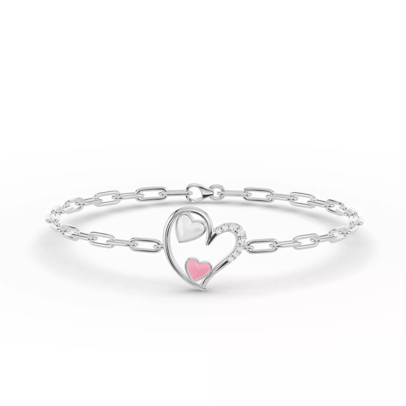 Heart Detail Design Silver Engagement Ring