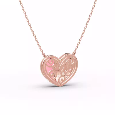 Amara Pink Ceramic Pavé Heart Necklace