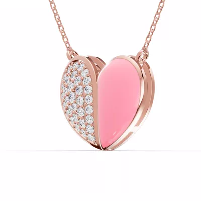Amara Pink Ceramic Pavé Heart Necklace