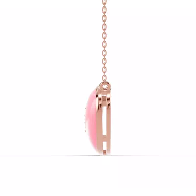 Amara Pink Ceramic Lab Pavé Heart Necklace