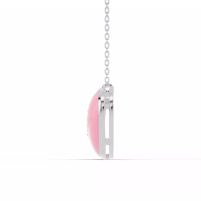 Amara Pink Ceramic Pavé Heart Necklace