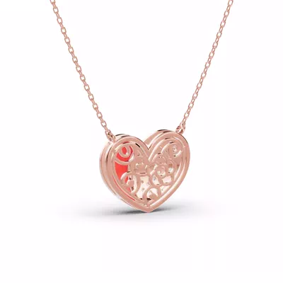 Amara Red Ceramic Lab Pavé Heart Necklace