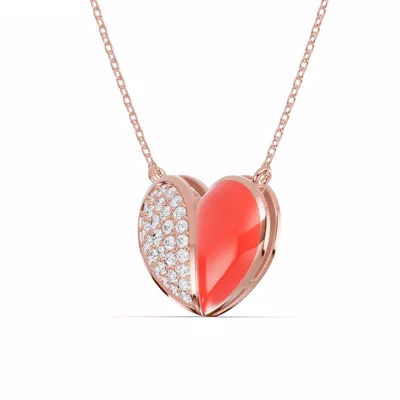 Amara Red Ceramic Pavé Heart Necklace