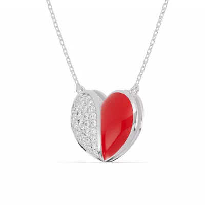 Amara Red Ceramic Pavé Heart Necklace