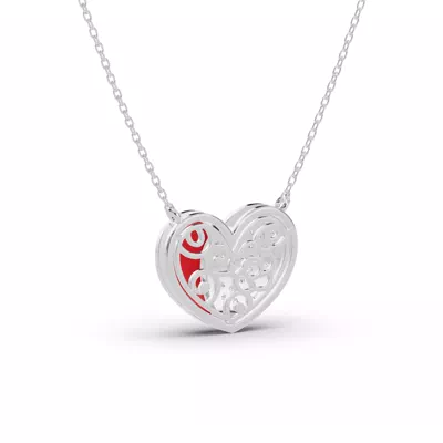 Amara Red Ceramic Pavé Heart Necklace