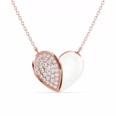 Amara White Ceramic Lab Pavé Heart Necklace