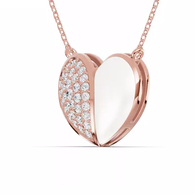 Amara White Ceramic Lab Pavé Heart Necklace