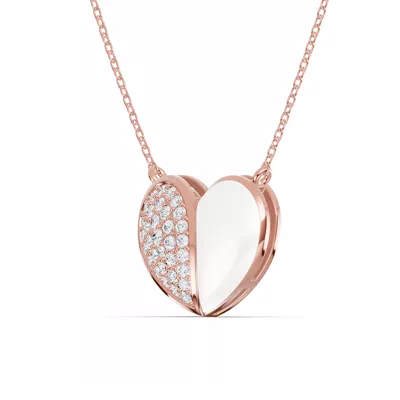 Amara White Ceramic Pavé Heart Necklace