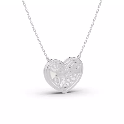 Amara White Ceramic Lab Pavé Heart Necklace