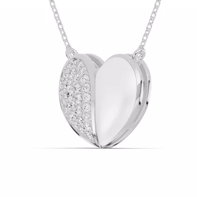 Amara White Ceramic Lab Pavé Heart Necklace