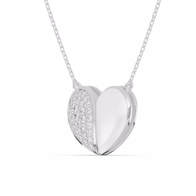 Amara White Ceramic Pavé Heart Necklace