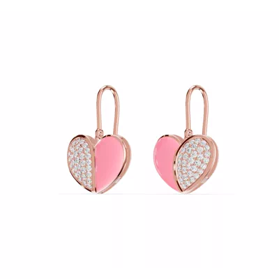 Amara Pink Ceramic Lab Pavé Heart Earrings