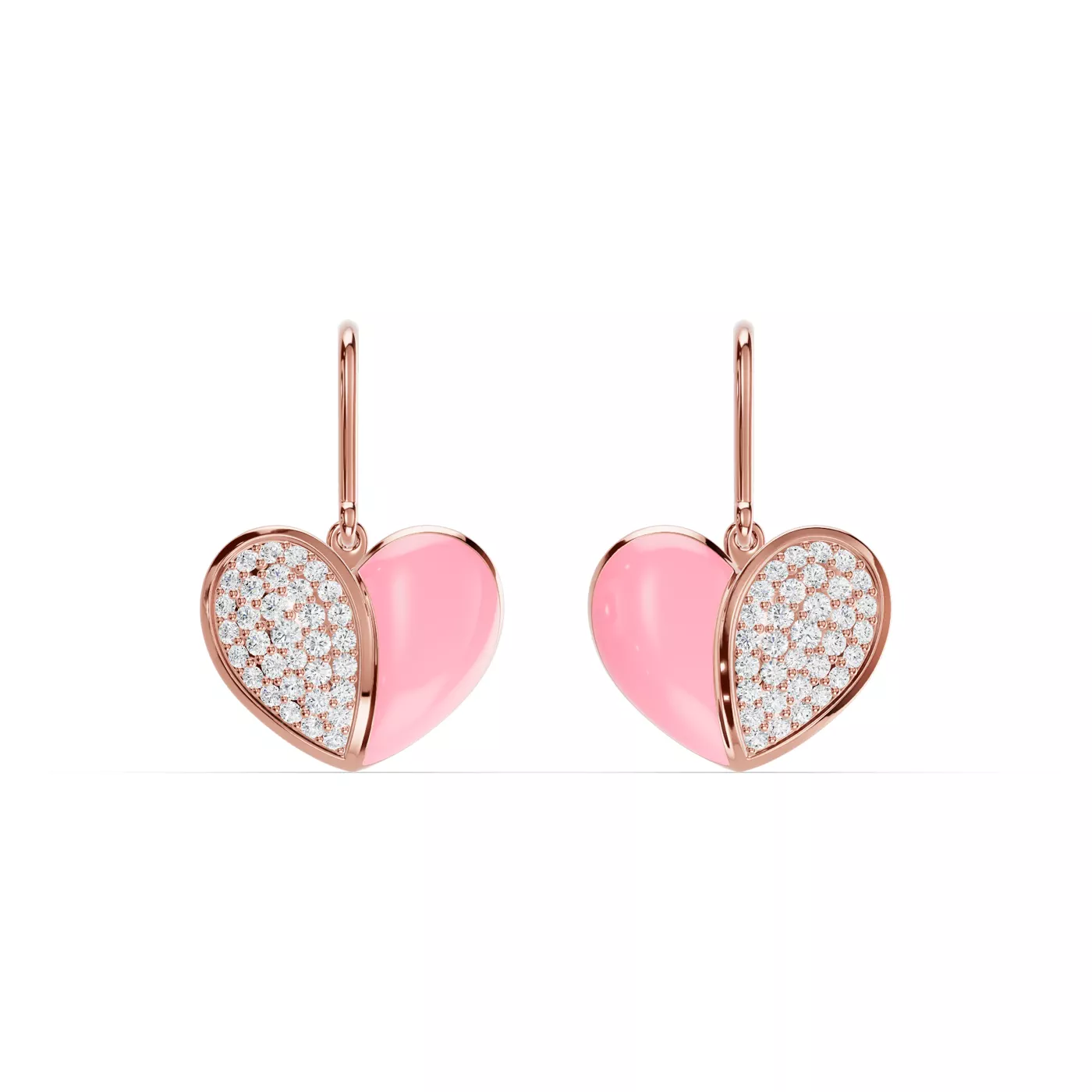 Ceramic & Pavé Heart 14K Rose Gold Engagement Ring