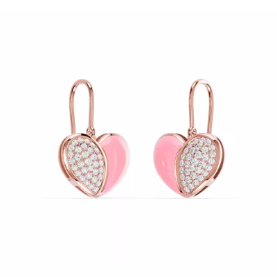 Amara Pink Ceramic Pavé Heart Earrings