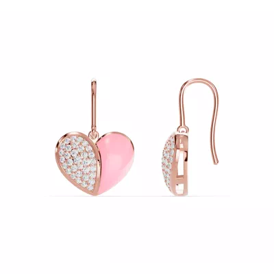 Amara Pink Ceramic Pavé Heart Earrings
