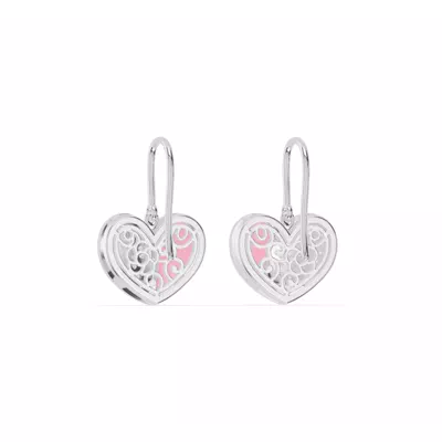 Amara Pink Ceramic Lab Pavé Heart Earrings