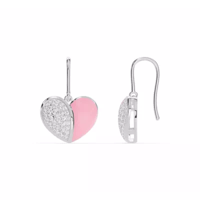 Amara Pink Ceramic Lab Pavé Heart Earrings