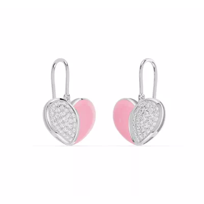 Amara Pink Ceramic Pavé Heart Earrings